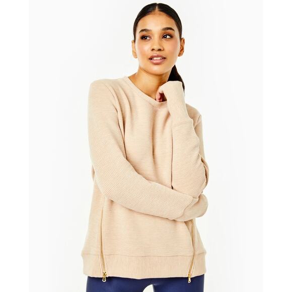Tuckernuck Addison Bay Everyday Crewneck Ribbed Sweater in Heather Camel Small - Picture 1 of 10